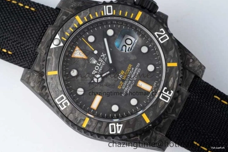 Black Nylon Black Dial Submariner Yellow 1:1 DIW Edition VS3135 on Best VSF Strap Carbon 0108